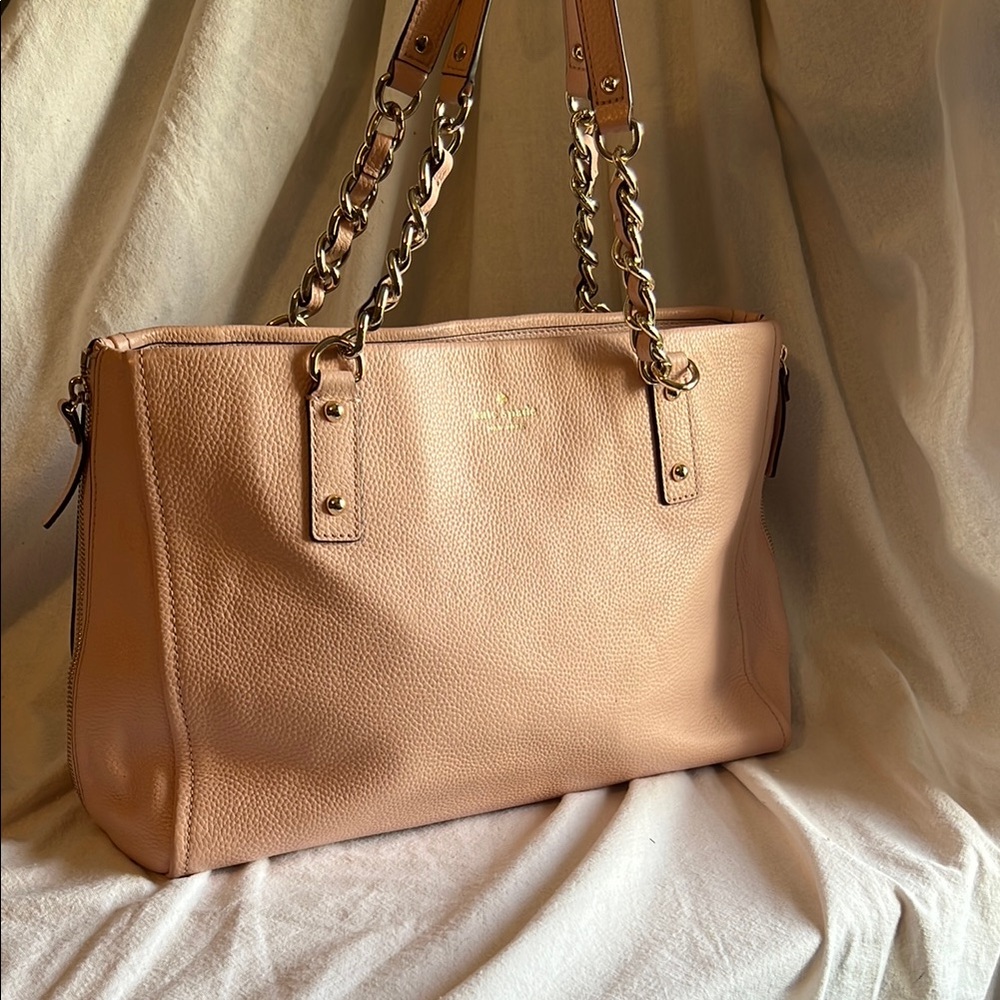 Kate Spade Pink Tote Bag with Chain Detail